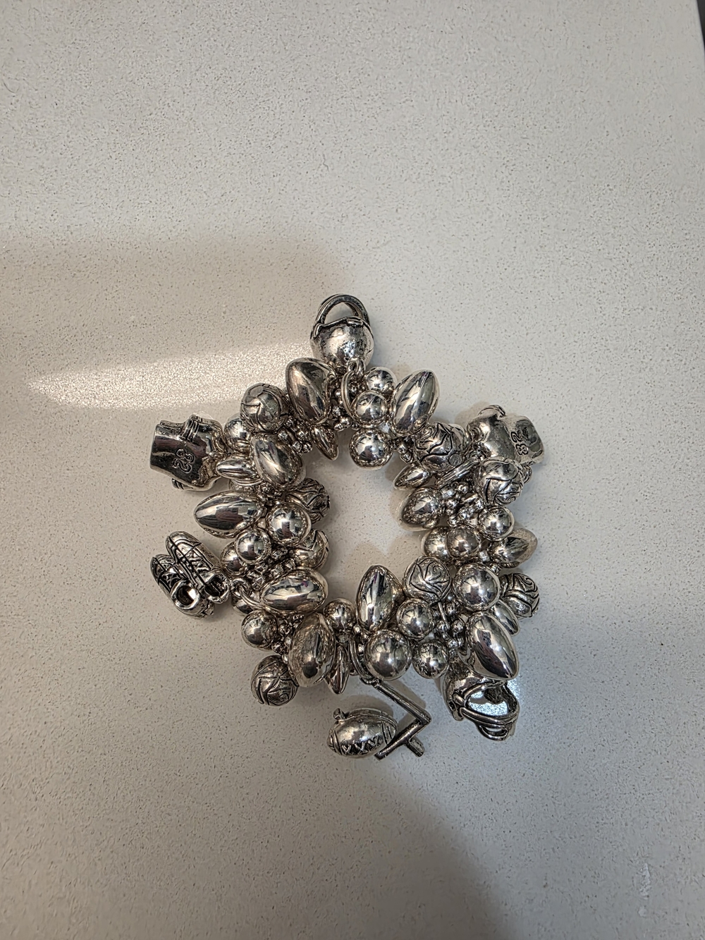 Silver Bead Charm Bracelet - Women Jewelry